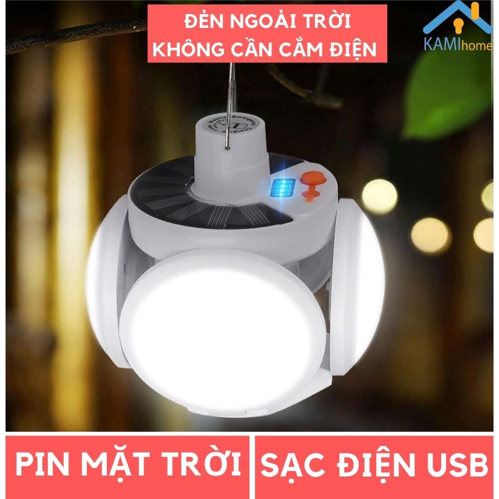 Đèn Led sạc tích điện Pin năng lượng mặt trời dáng chùm 5 bóng led gấp gọn mã 37004