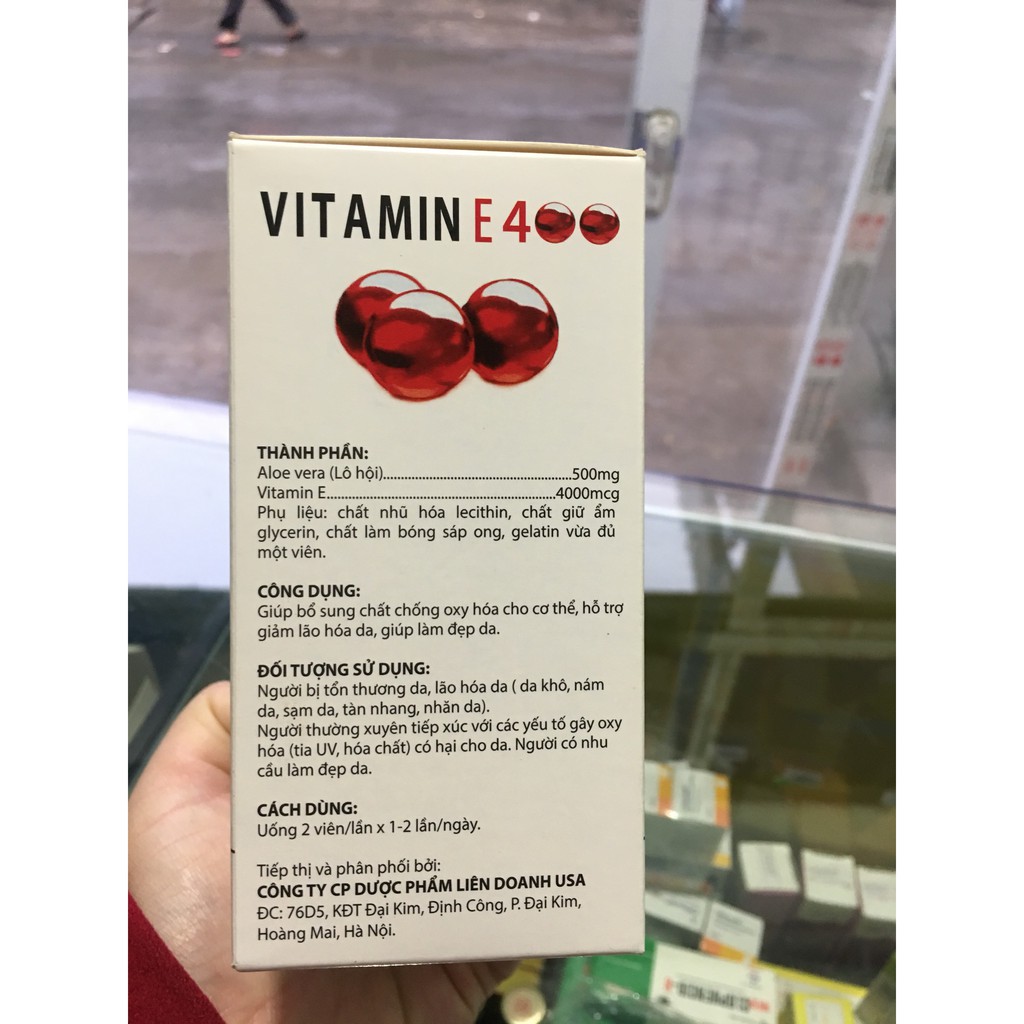 VITAMIN E 400 Đỏ kèm lô hội giúp sáng và đẹp da (hộp 10 vỉ * 10 viên) | BigBuy360 - bigbuy360.vn
