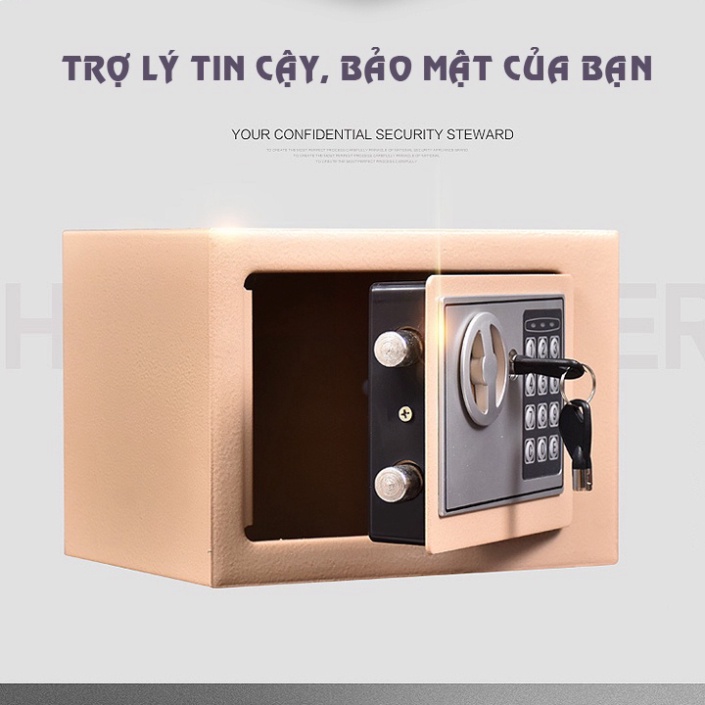 ( CÓ VIDEO ) Két sắt mini 17cm gia đình thông minh siêu nhỏ tiện lợi có mã hóa điện tử, báo động kép an toàn bảo