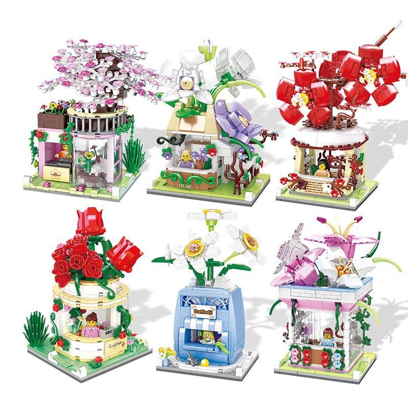 3D LEGO Charming small flowerpot model assembly toy