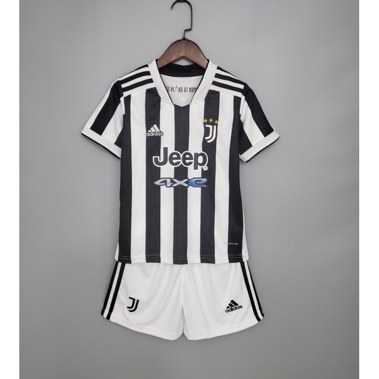 Bộ Quần Áo Bóng Đá Màu Trắng Đen Cho Bé 2021-22