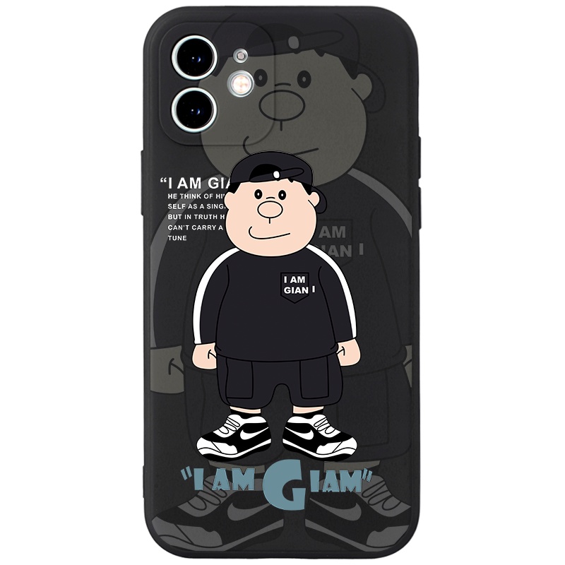 Ốp lưng JURSUE mềm hoạt hình dễ thương đẹp đen cho iPhone 13 12 11 Pro Max SE 2020 X XR XS 8 7 ip 6S 6 Plus kute Y1778