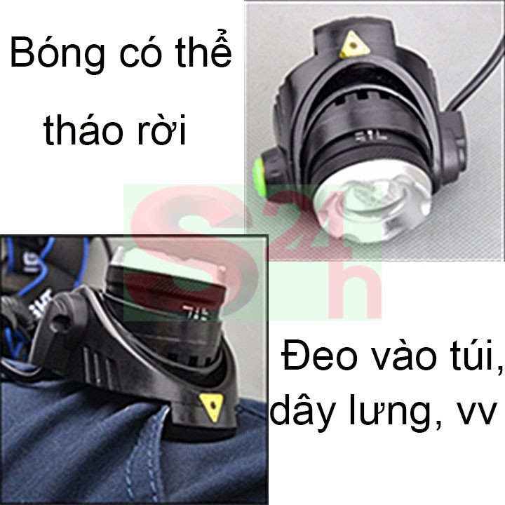 Đèn pin led đội đầu 1 bóng siêu sáng có sạc