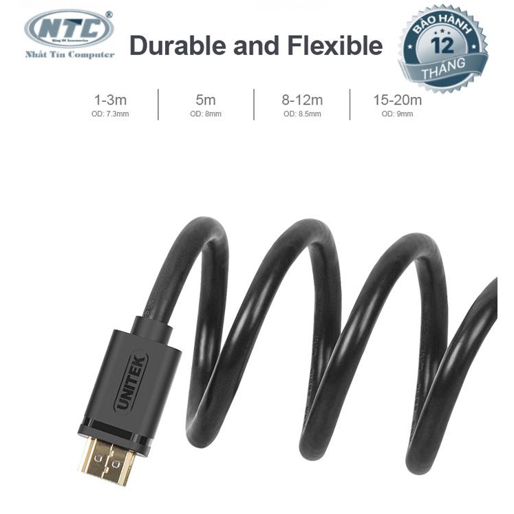 Cáp HDMI Unitek Y-C137M dài 1.5m hỗ trợ chất lượng 4K UltraHD/ 3D...