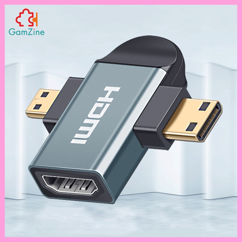 GamZine  3in 1 HDMI Female to Mini HDMI Male + Micro HDMI Male Adapter