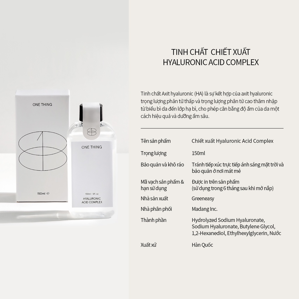 Nước hoa hồng ONE THING chứa phức hợp axit hyaluronic 150ml