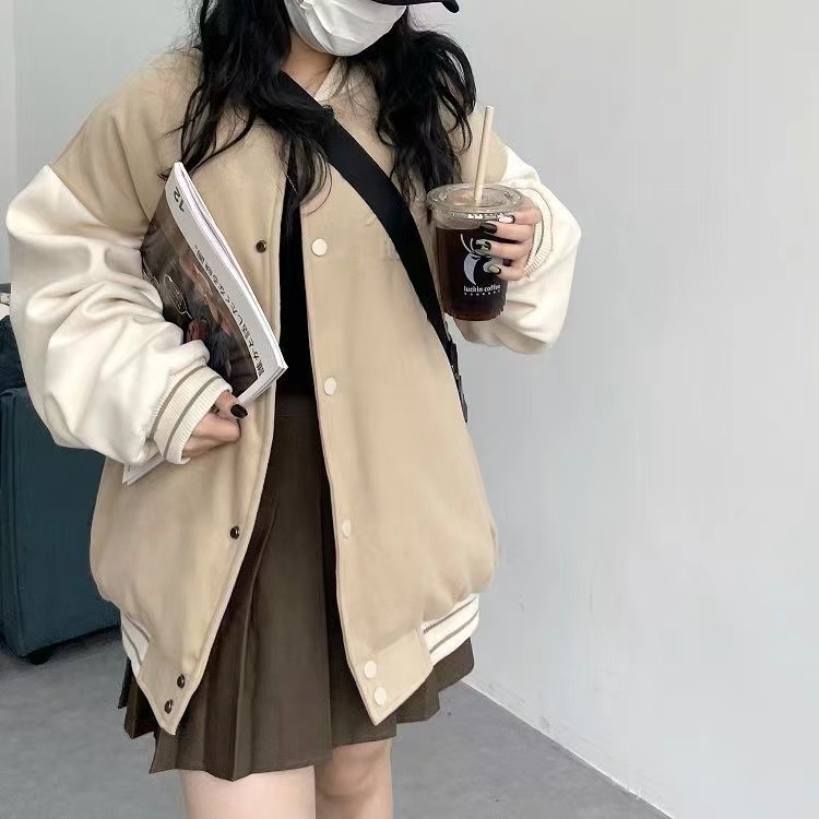 Áo khoác bóng chày cotton dày dặn phong cách retro mỹ cho nam nữ