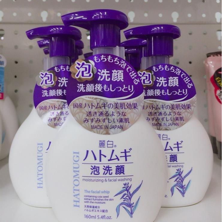 Sữa Rửa Mặt Hatomugi Tạo Bọt Dưỡng Ẩm Dạng vòi 160mlCHÍNH HÃNG làm mềm da và thu nhỏ lỗ chân lông