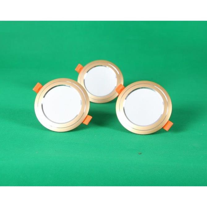 Bộ 3 Đèn Led âm trần đổi màu 7w vỏ vàng, đèn trang trí giá rẻ