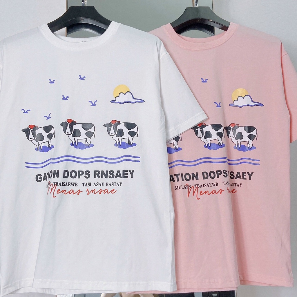 Áo Thun Tay Lỡ COWS BÒ SỮA Vải Thun Cotton Form Rộng Ulzzang Unisex