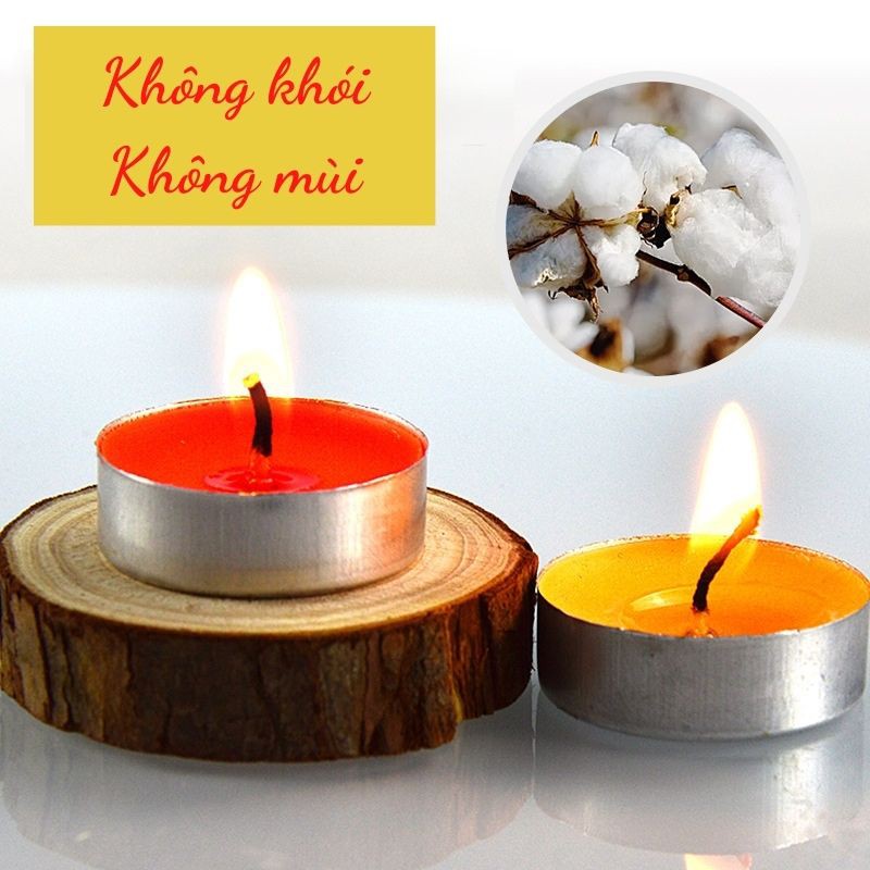 100 Viên Nến Bơ Tealight Không khói an toàn cho sức khỏe FREESHIP Thời gian cháy từ 3-4 giờ, giá bán tận nơi sản xuất.