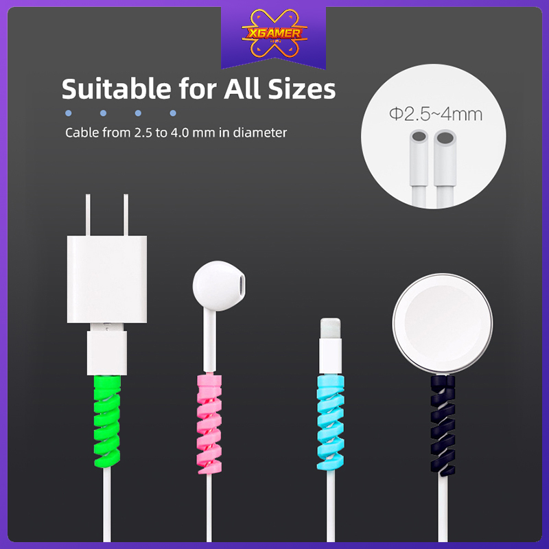 [Ready Stock] XGamer Buy 4 Get 1 Free 1PC Universal Cable Protector Cable Winder Cord Bite Spiral Wire Organizer Protector Earphone Cover