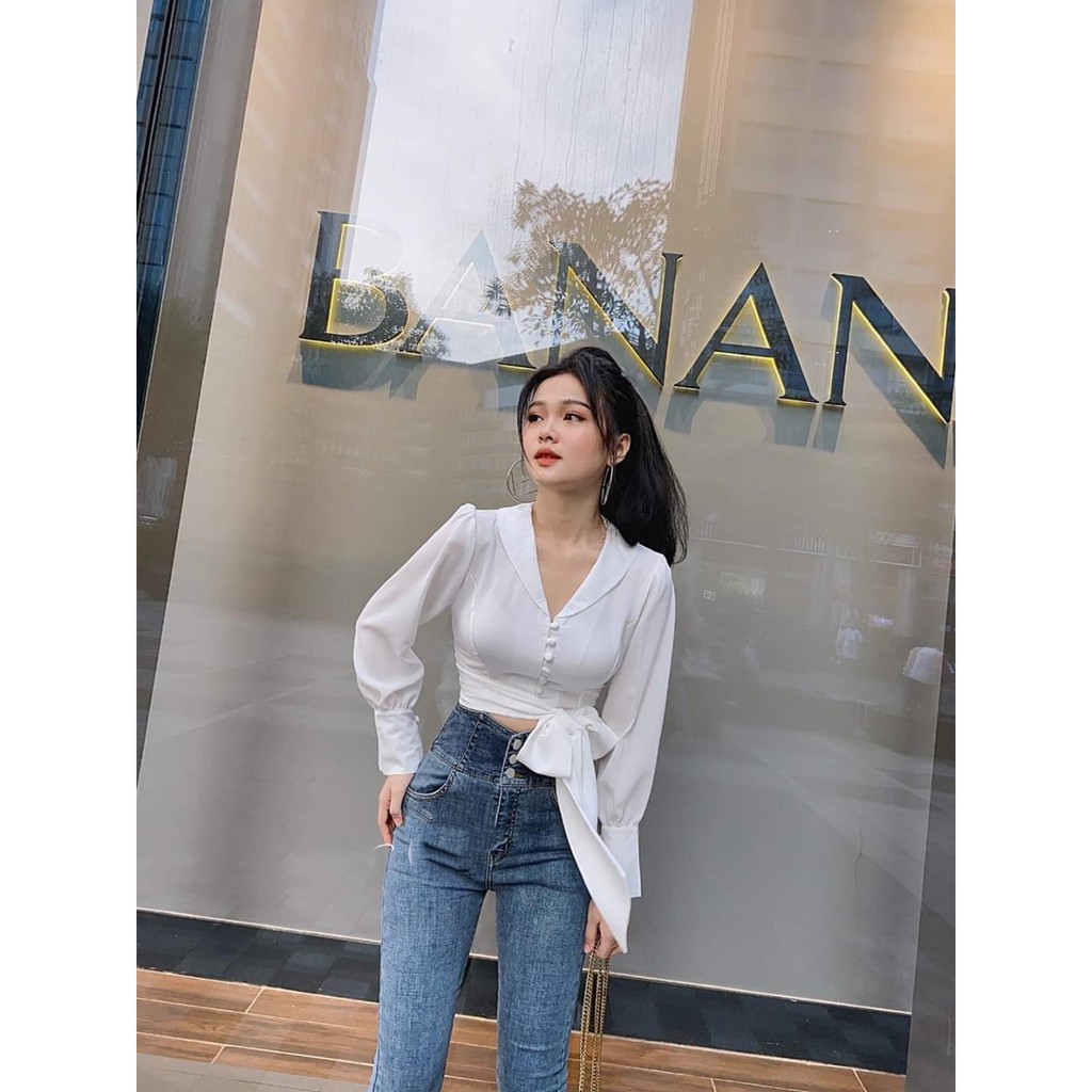 [Mã WASTUP giảm 10% tối đa 30K đơn 99K] Áo croptop nữ dài tay thắt nơ nhiều kiểu | BigBuy360 - bigbuy360.vn