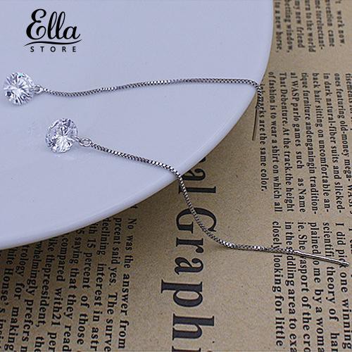 Ellastore lady Cubic Zirconia Silver Plated Dangle Long Chain Line Earrings