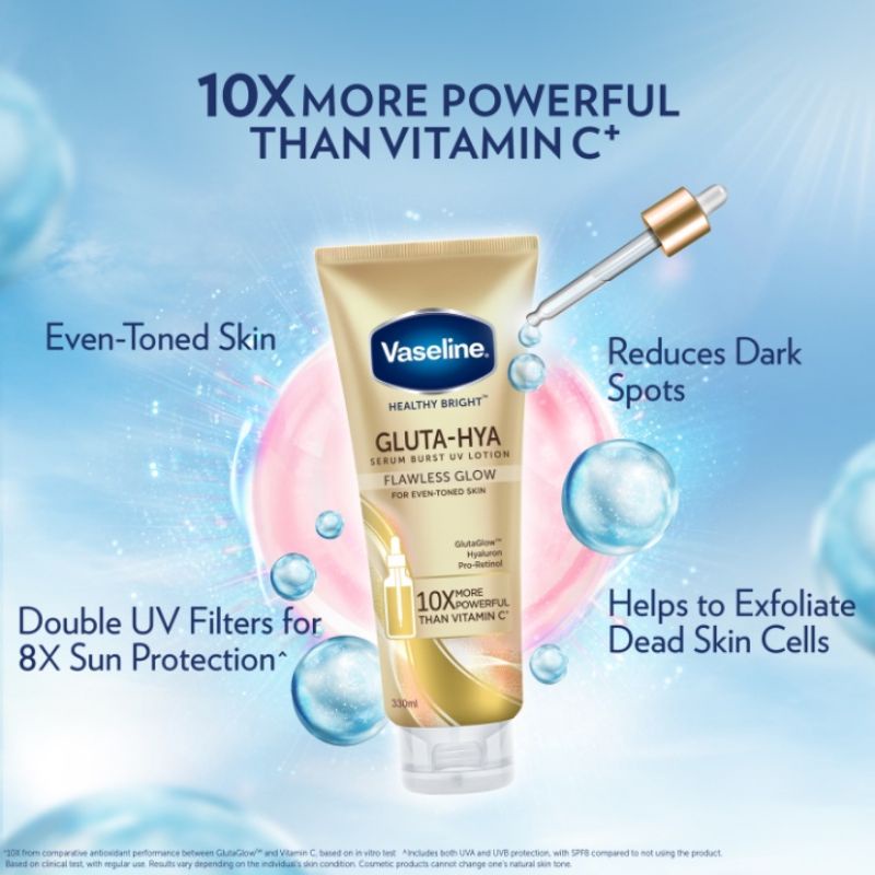 Combo Dưỡng Thể Vaseline Healthy Bright Gluta Hya 10X 330ml