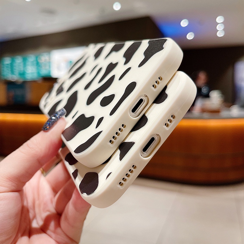 Ốp lưng iphone cạnh vuông Da báo đen trắng dành cho ip 6 đến 14promax - e232