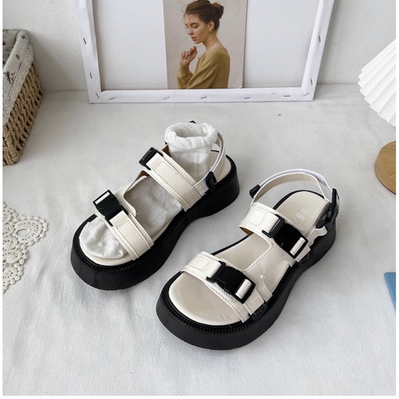 Sandal Ulzzang - Dép Quai Hậu 2 Quai đế cao chuẩn dáng Mang đi học shop Chuoi_Store