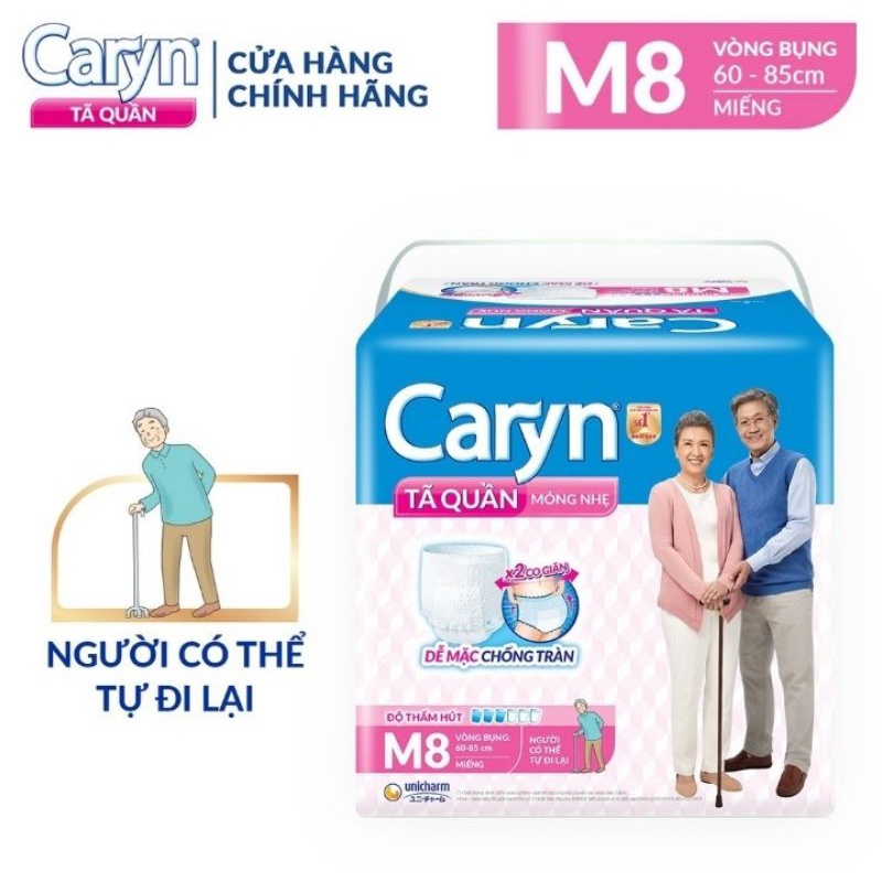 Tã quần caryn người già M8 miếng mỏng nhẹ