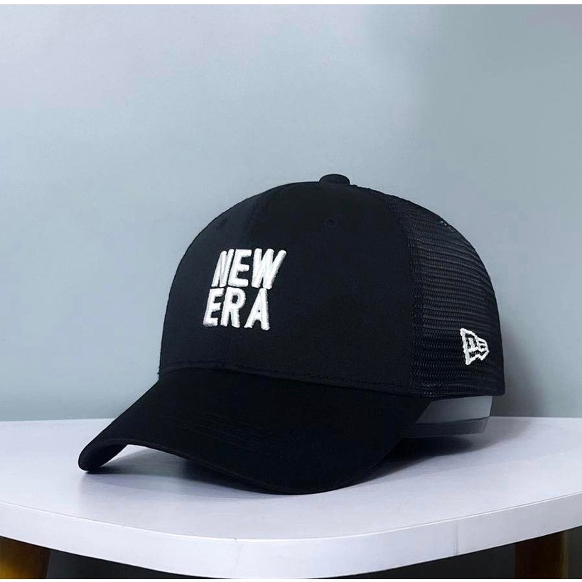 Mũ lưỡi trai New Era màu đen logo trắng cá tính dành cho cả nam và nữ full hộp để làm quà tặng