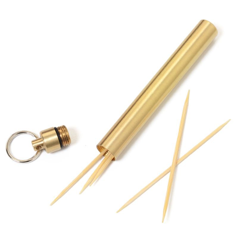 SUP EDC Brass Toothpick Holder Waterproof Seal Bottle