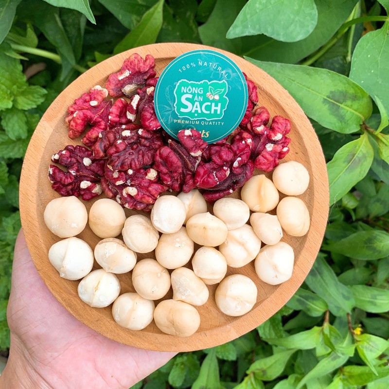 Mix 500g Nhân Macca và Nhân Quả Óc Chó Đỏ