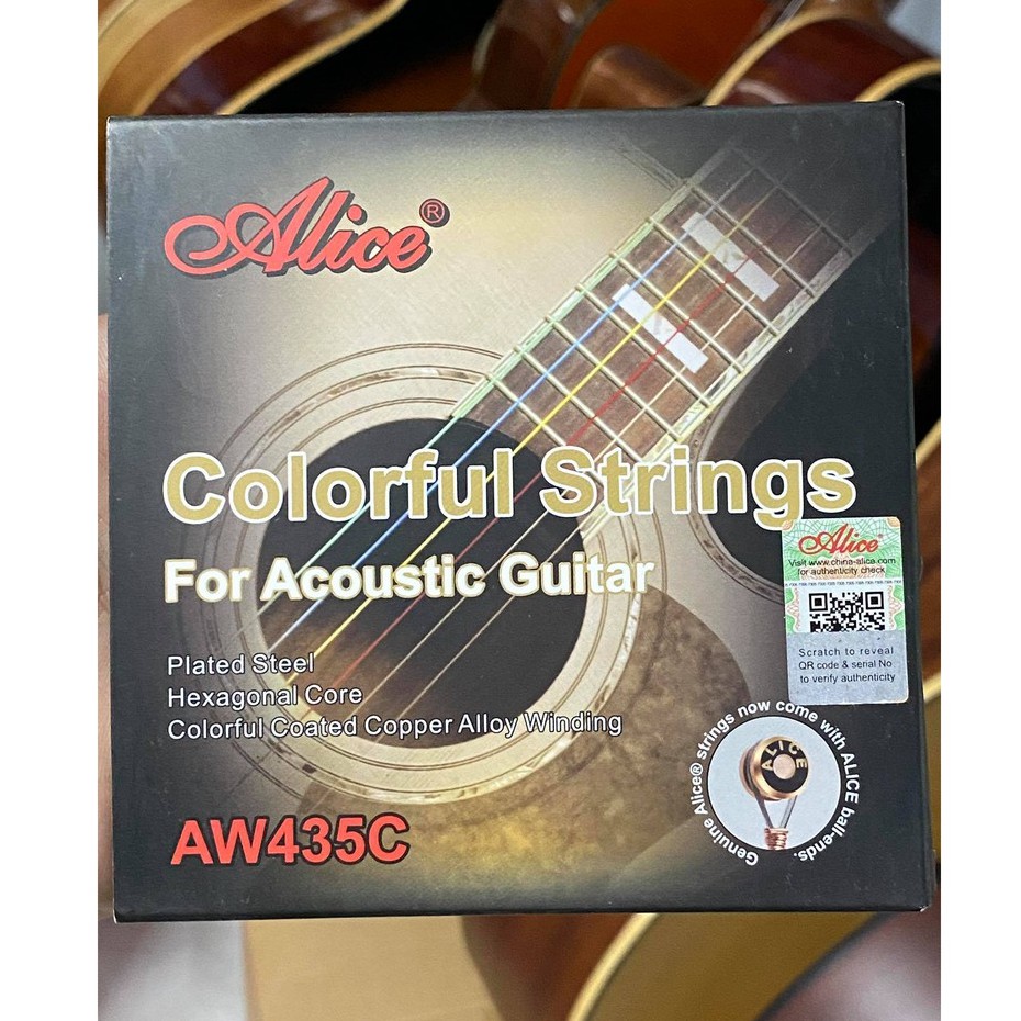 Dây Đàn Guitar Acoustic Màu Sắc Cá Tính AW435C - Chốt Chính Hãng ALICE Bộ 6 Dây