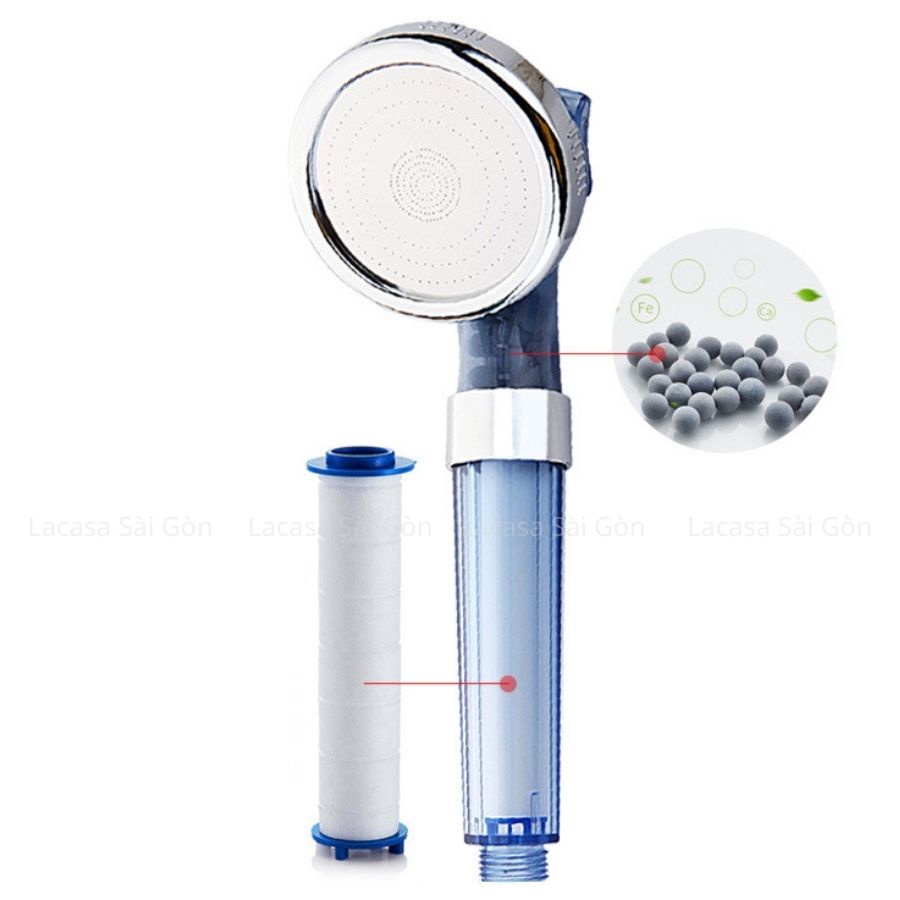 Đầu vòi hoa sen lọc nước tích hợp hạt kháng khuẩn lõi thay thế được - Negative ion shower head with exchangable filter