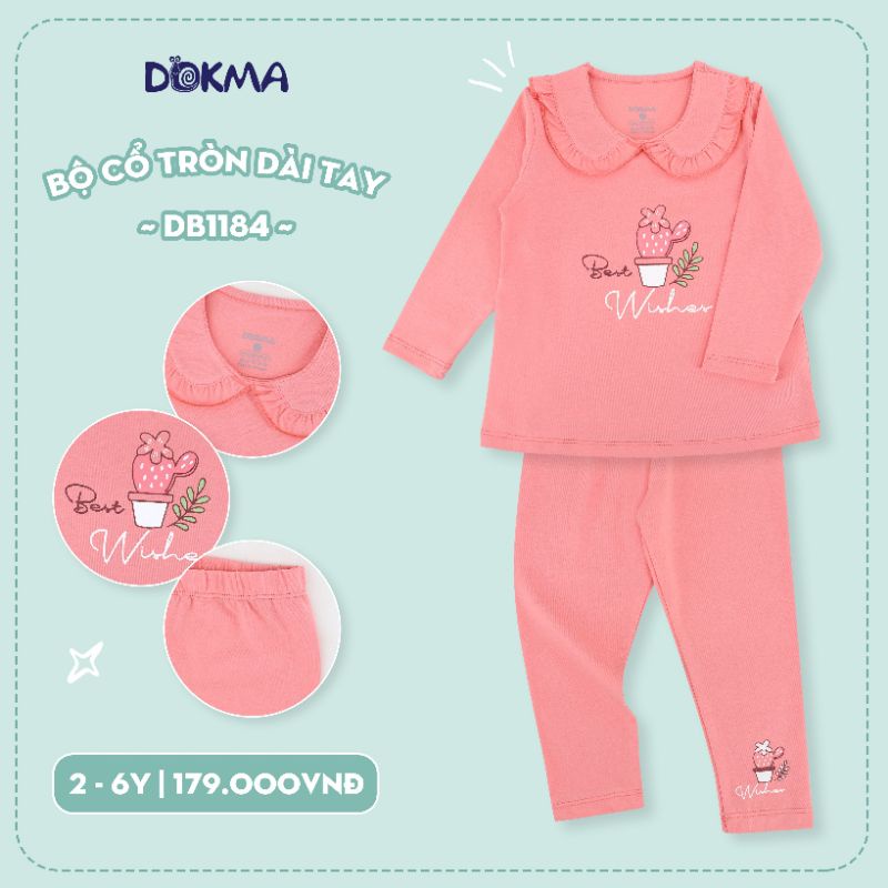 Bộ bé gái dài tay cổ sen dáng bèo bé gái dokma