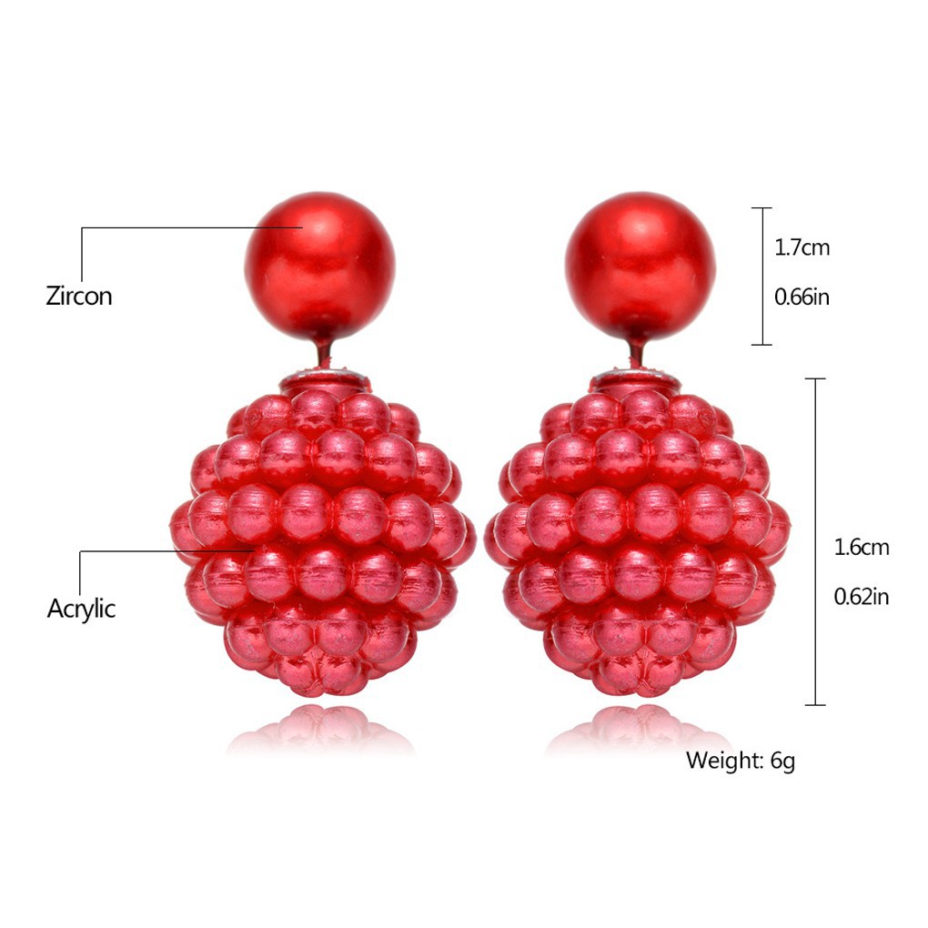 1 Pair Women Girls Double-Sided Ear Stud Ball Shape Pearl