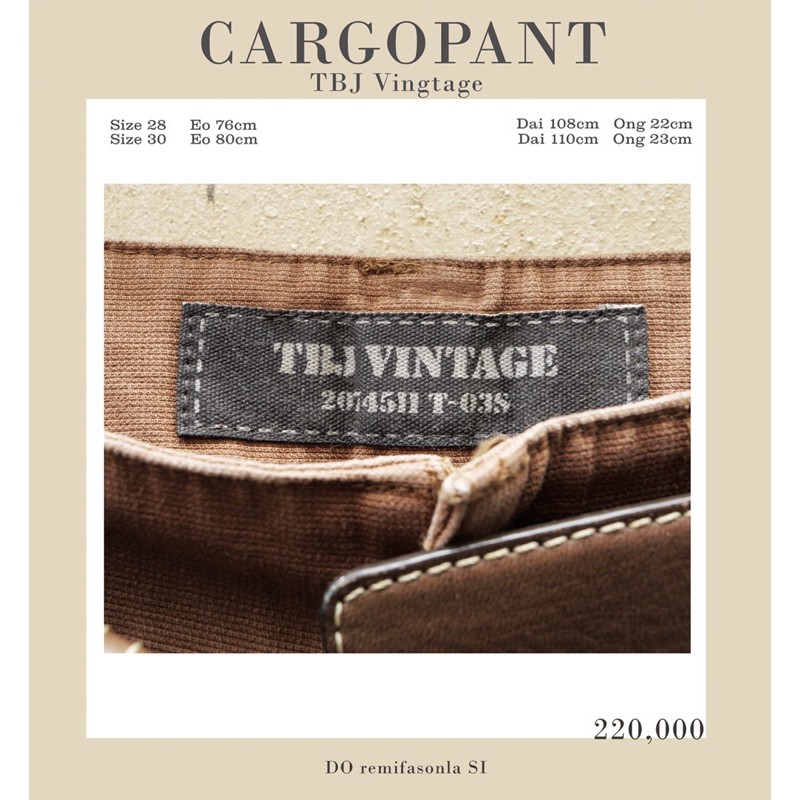 Quần Túi Hộp Nâu Vintage TBJ Korea - Hàng Mới - Quần Cargo Nâu Thời Trang Vải Bố Dày