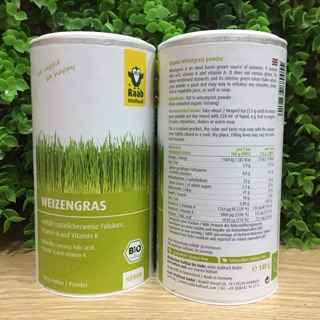 Bột cỏ lúa mì hữu cơ Raab hộp 140g