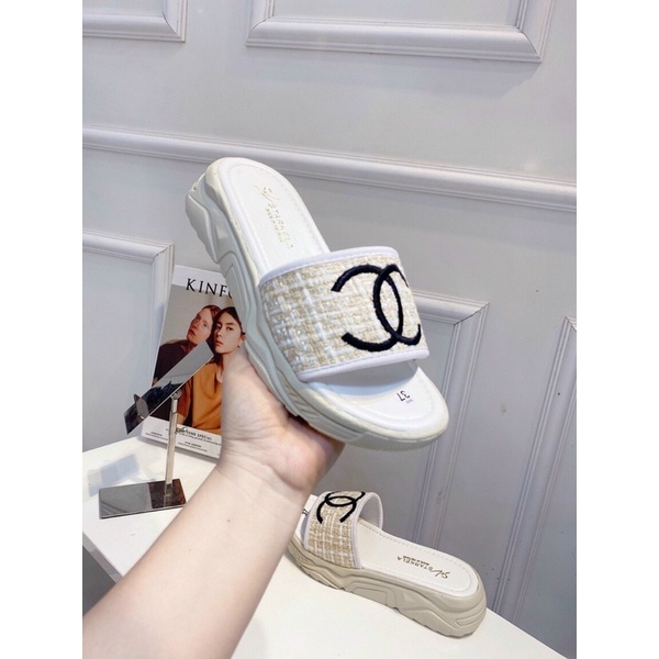 Dép đế bánh mì quai CHANEL,đế dày 2 phân, mẫu siêu HOT Thời Trang,Hàng bao chất