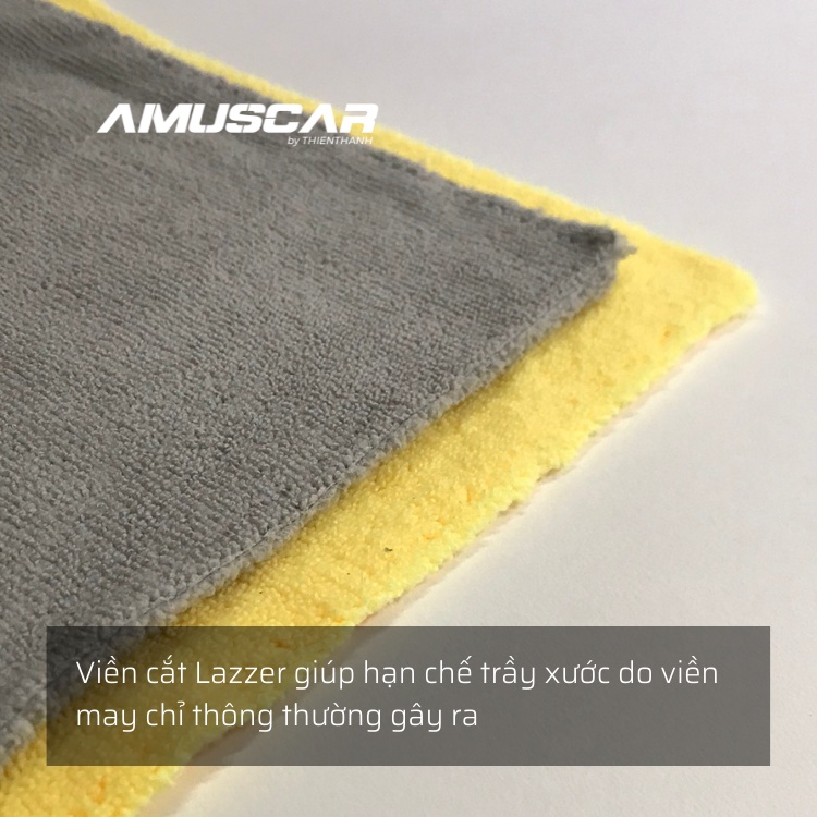 Khăn lau xe chuyên dụng PILE LF AMUSCAR 100% Microfiber lau ghế da không viền mềm mịn không bụi vải