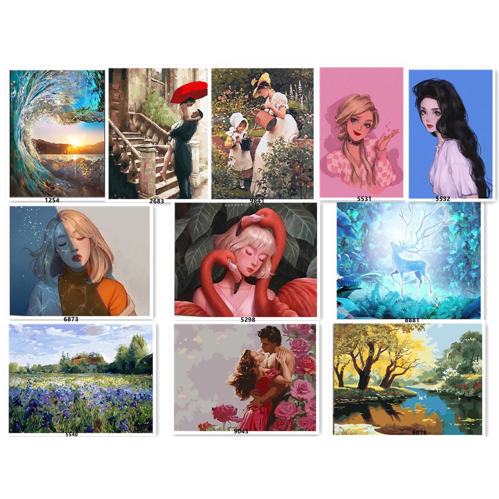 Tranh Sơn Dầu Họa Tiết Hoa Dễ Thương 40x50cm
