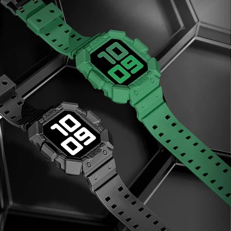 Dây đeo đồng hồ bằng TPU silicon thiết kế 2 trong 1 cho Apple 44mm 40mm 42mm 38mm iWatch Series 6/5/4/3/2/1 SE