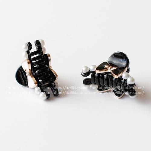 Phụ kiện tóc Hàn Quốc Elegant Black and White Bow Pearl Kẹp tóc nhỏ Liuhai bên Clip bắt clip