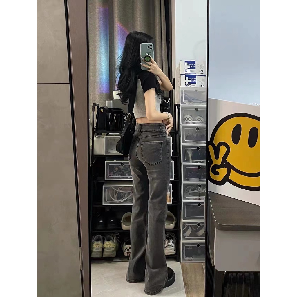 Quần jeans Nữ Lưng Cao Ống Loe Thời Trang Hàn Quốc