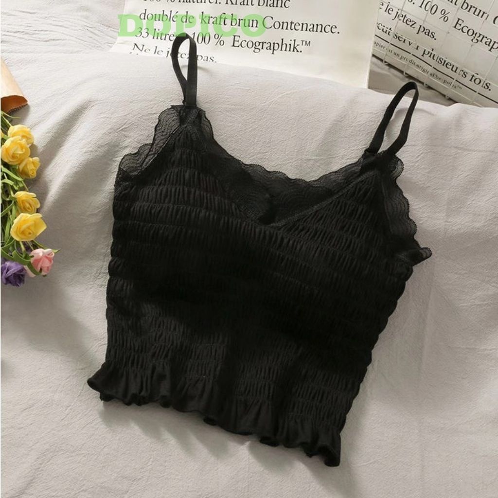 Áo bra ren dài nữ 2 dây đẹp, áo croptop nữ ôm body quyến rủ DOPICO B884