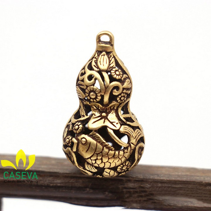 Móc khóa Hồ Lô bằng đồng Cá Chép Đầm Sen - Móc Chìa Khóa Đồng Thau CASEVA Hồ Lô Đồng Tiền