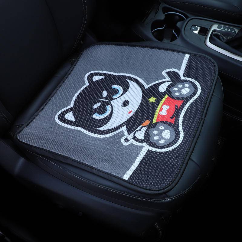 Đệm Lót Ghế Ngồi Xe Hơi Bằng Lụa Lạnh Thoáng Khí Họa Tiết Hoạt Hình Dễ Thương