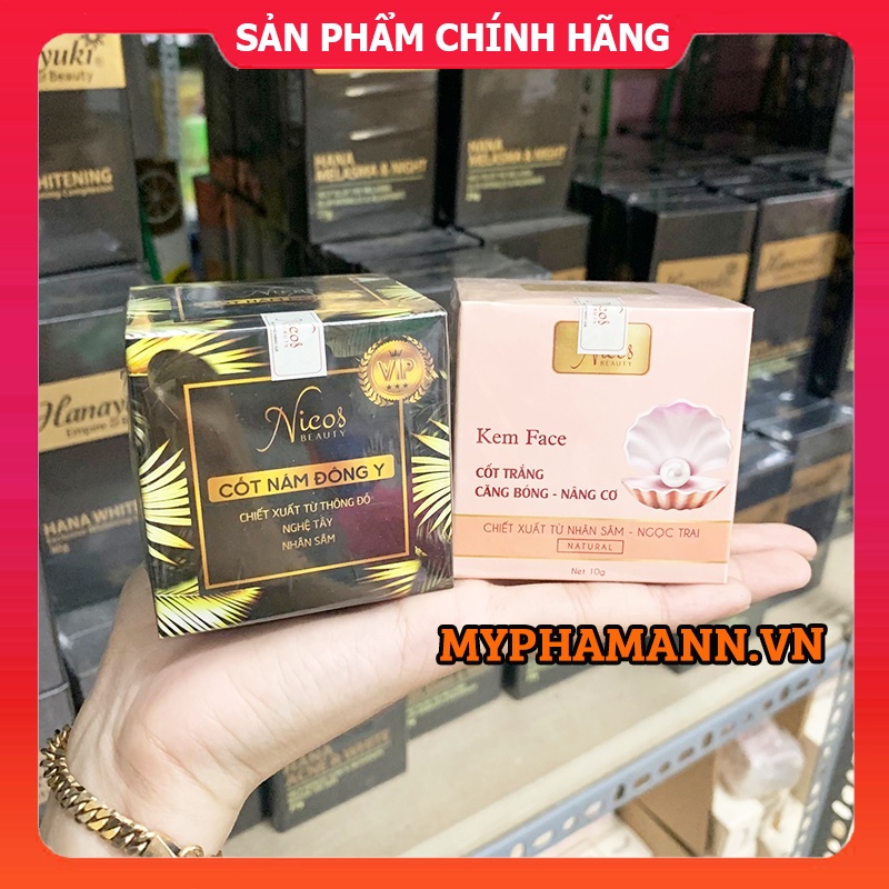Combo Kem Face Nicos Cốt Nám Đông Y + Kem Face Cốt Trắng Nicos Nâng Cơ Chính Hãng