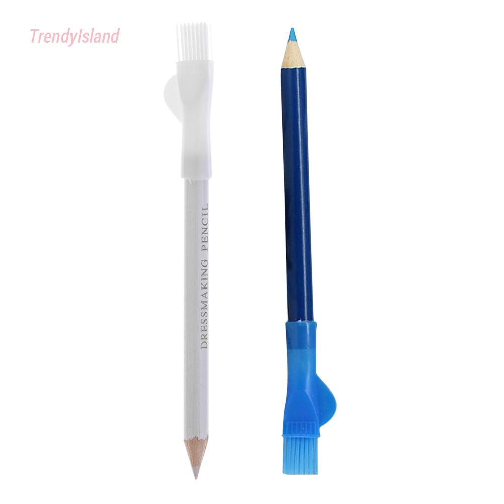 2pcs Water Tailor Chalk with Brush Fabric Pencil Marker Pen Garment Clothes DIY Sewing Accessories