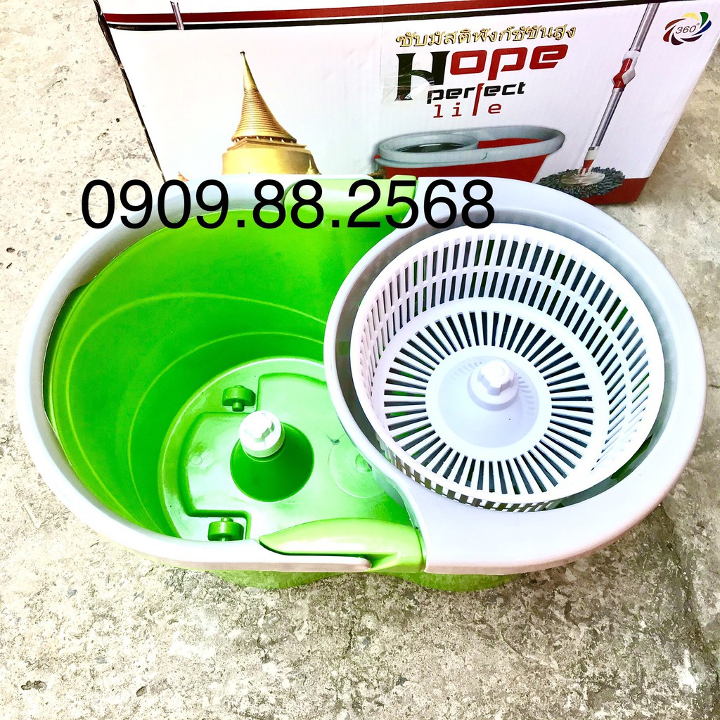 Thùng lau nhà 𝑭𝑹𝑬𝑬𝑺𝑯𝑰𝑷 Bộ lau nhà thông minh 360 độ - Bộ lau nhà cao cấp cây inox kèm bông cotton