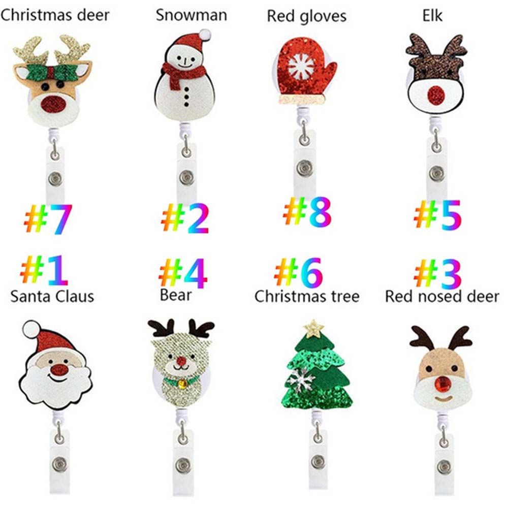 Kẹp giữ thẻ ID hình ông già noel/ tuần lộc xoay 360 độ có thể thu gọn tiện dụng