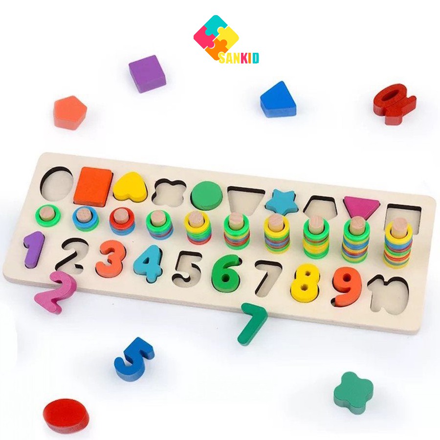 [Mã LIFETOYS1 giảm 30K đơn 99K] Bộ logic 3 dòng Montessori học đếm, số và hình khối