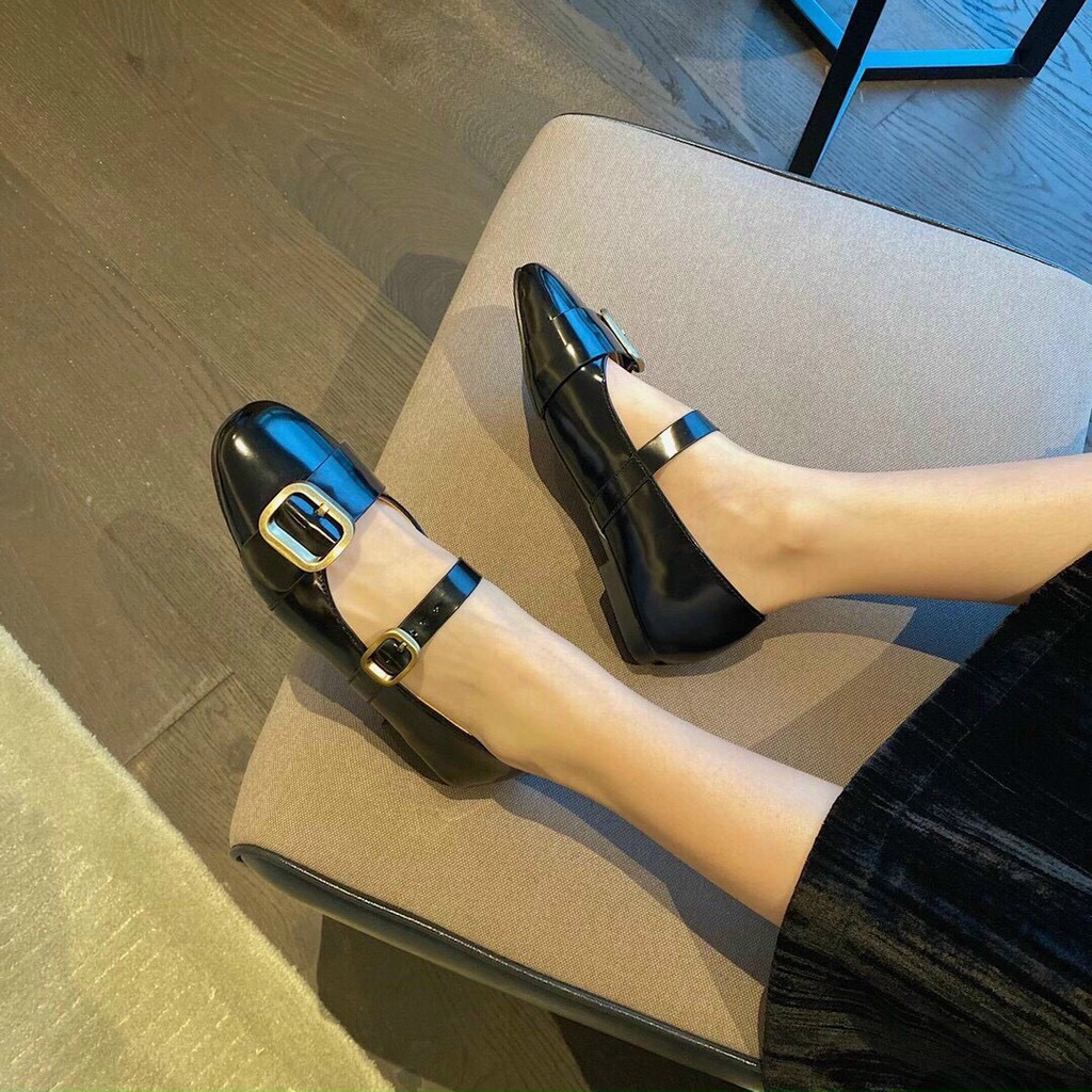 Giày Búp Bê Quai Vuông To Phối Da Hai Màu TONGKHOCHITUE , Giay Bệt Nữ Vintage | BigBuy360 - bigbuy360.vn