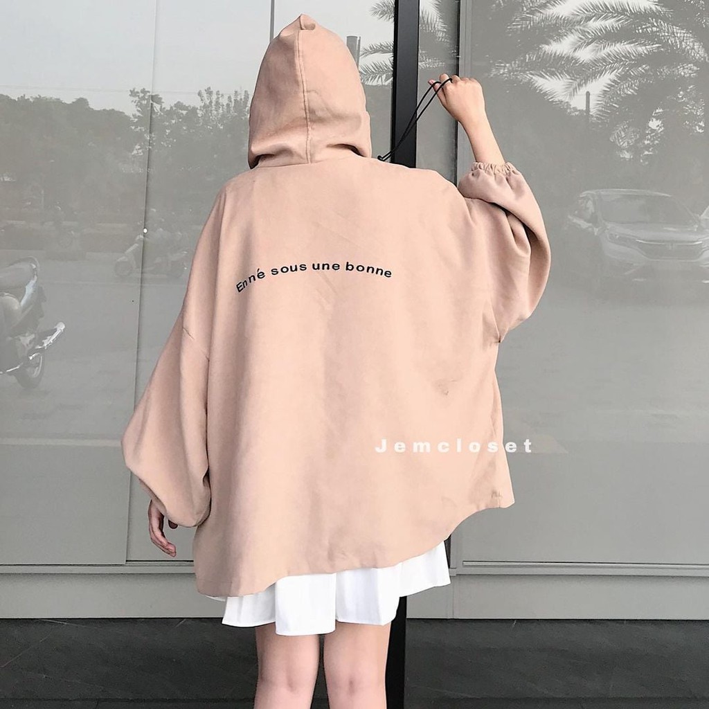 Áo Khoác Nữ Nhung Tăm Form Rộng JEM CLOSET Áo Khoác Ngoài Dáng Suông Tay Bo Mũ Rộng COW Màu Đen Be Nâu Xanh 1994