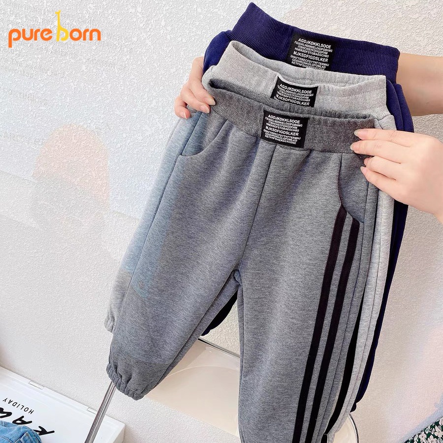 Quần Nỉ Lông Bé Trai, Bé Gái PURE BORN Vải Nỉ Lông Dày Ấm, Quần Dài Cho Bé Mặc Nhà Thu Đông Pureborn: T42