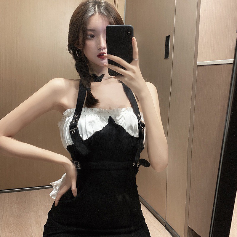 Váy kiểu hai dây xinh xắn phong cách retro cá tính dành cho nữ