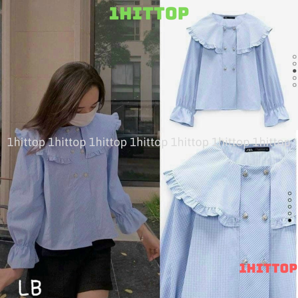 Áo babydoll tay bèo 2 màu hàng đẹp HA0005 1hittop